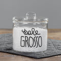 Barattolo Sale grosso in corsivo nero