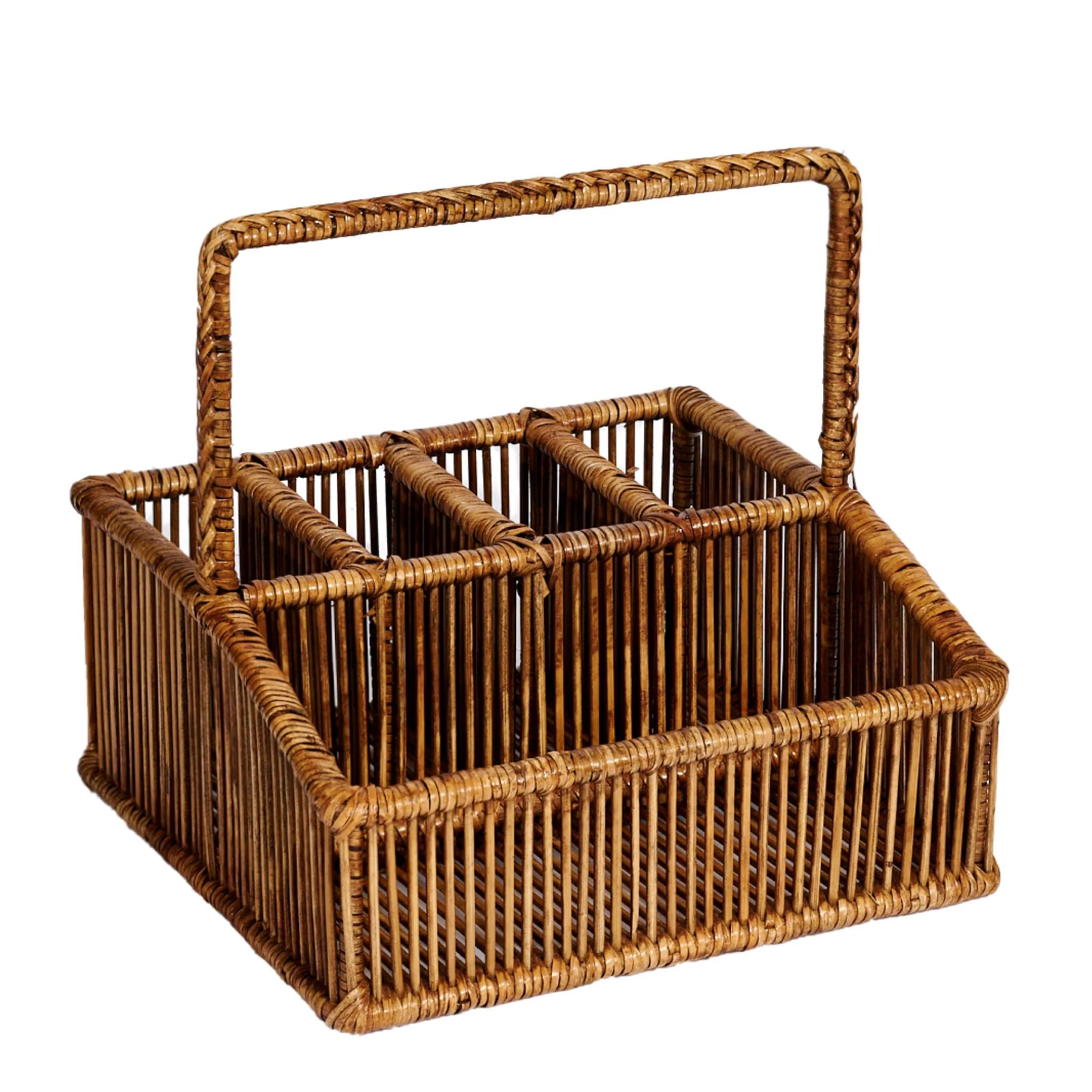 Porta Tovaglioli e Posate Rain in rattan naturale, dim. 21x21x21 cm