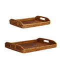 Set vassoi Village in rattan naturale, dim. 50x36 cm e 42x30 cm
